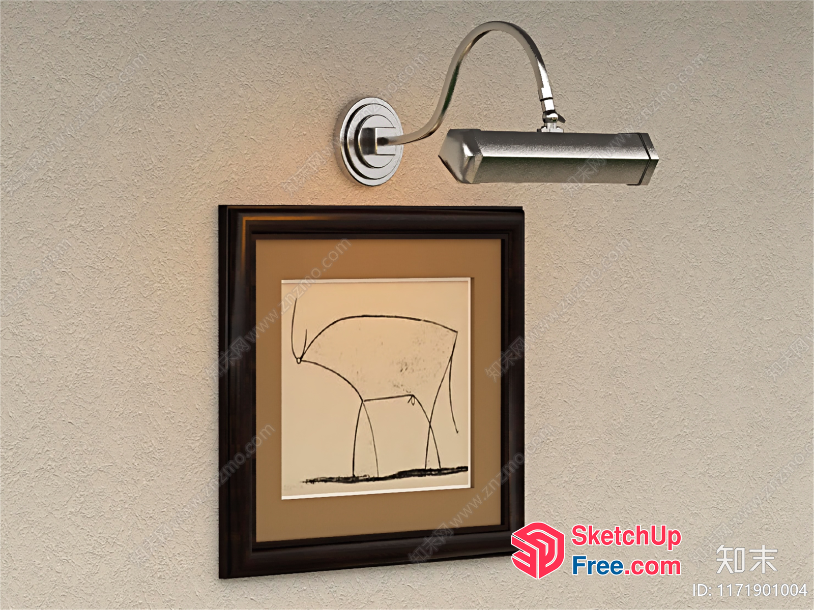 Minimalist Modern Wall Art With Abstract Line Drawing 3D SketchUp File