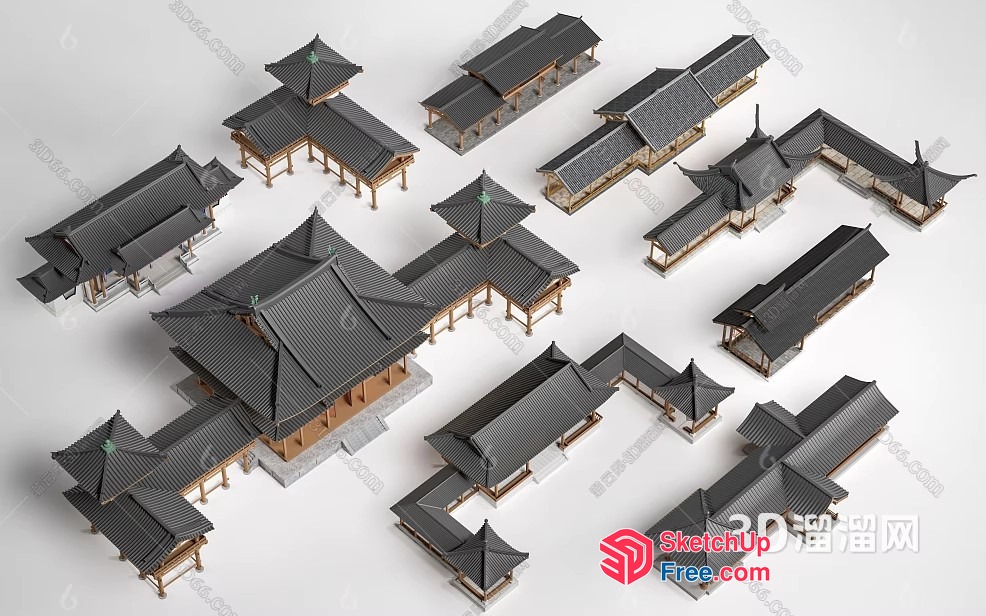 Asian Style Roof Structures 3D SketchUp File