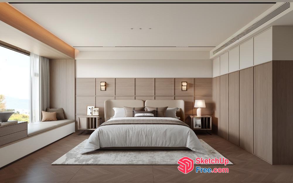 Modern Minimalist Master Bedroom Design 3D SketchUp File