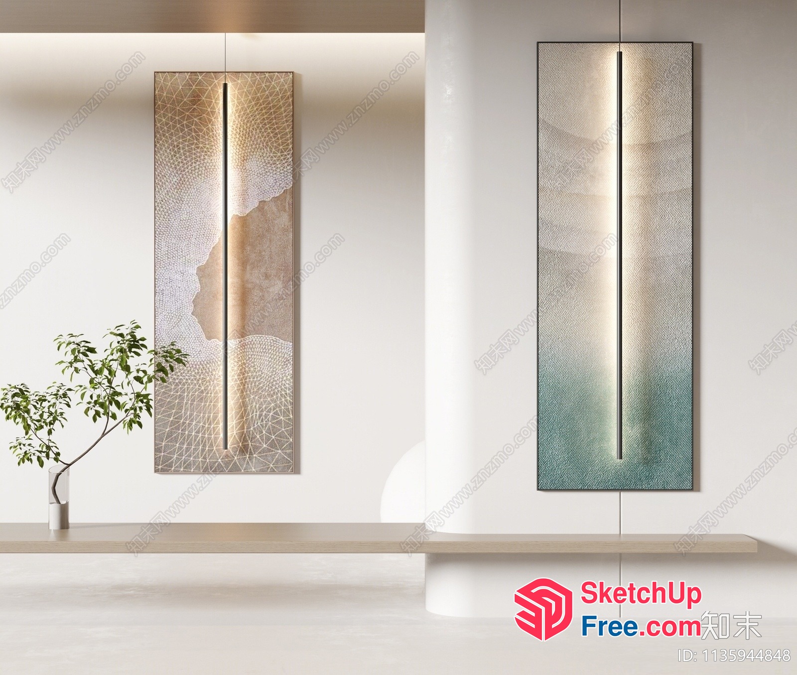 Modern Minimalist Japanese Style Hanging Artwork 3D SketchUp File