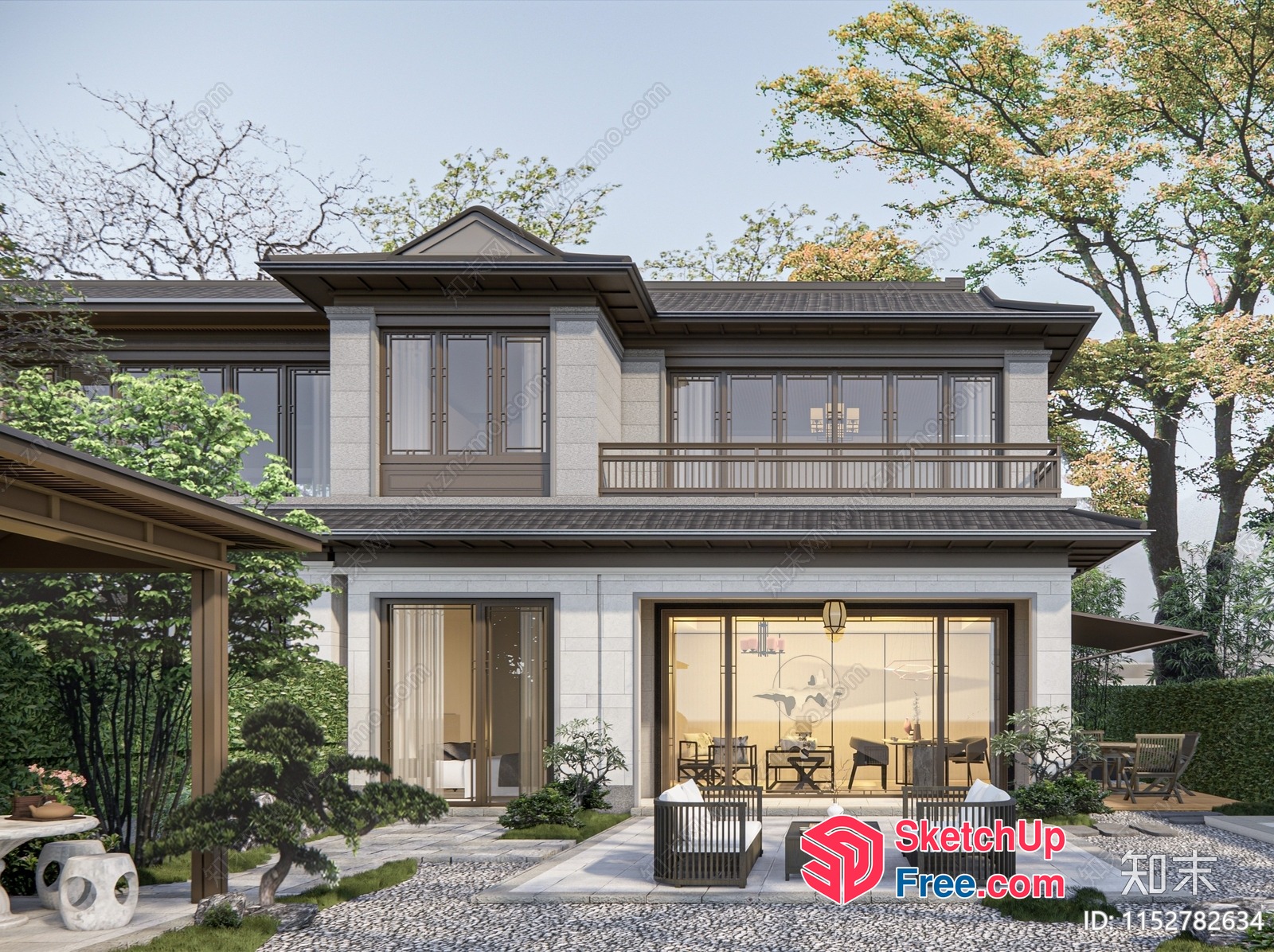 Elegant Japanese-Style Villa With A Peaceful Garden 3D SketchUp File