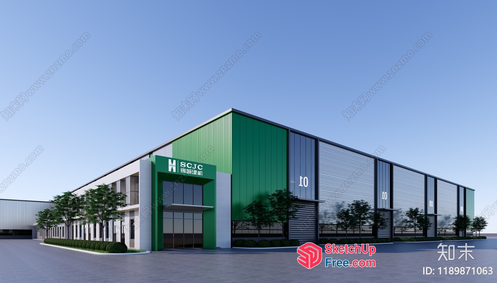 Industrial Park Building Exterior 3D SketchUp File