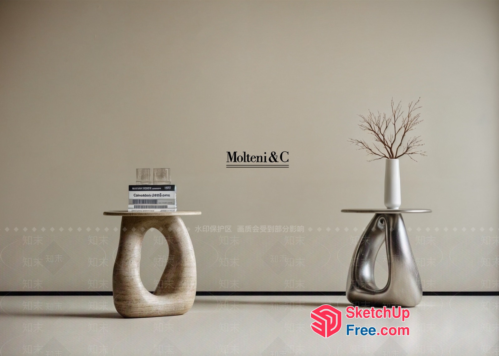 Minimalist Side Tables With Elegant Decor 3D SketchUp File