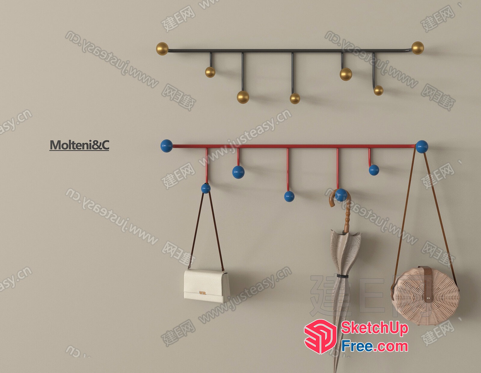 Modern Wall-Mounted Coat Rack 3D SketchUp File