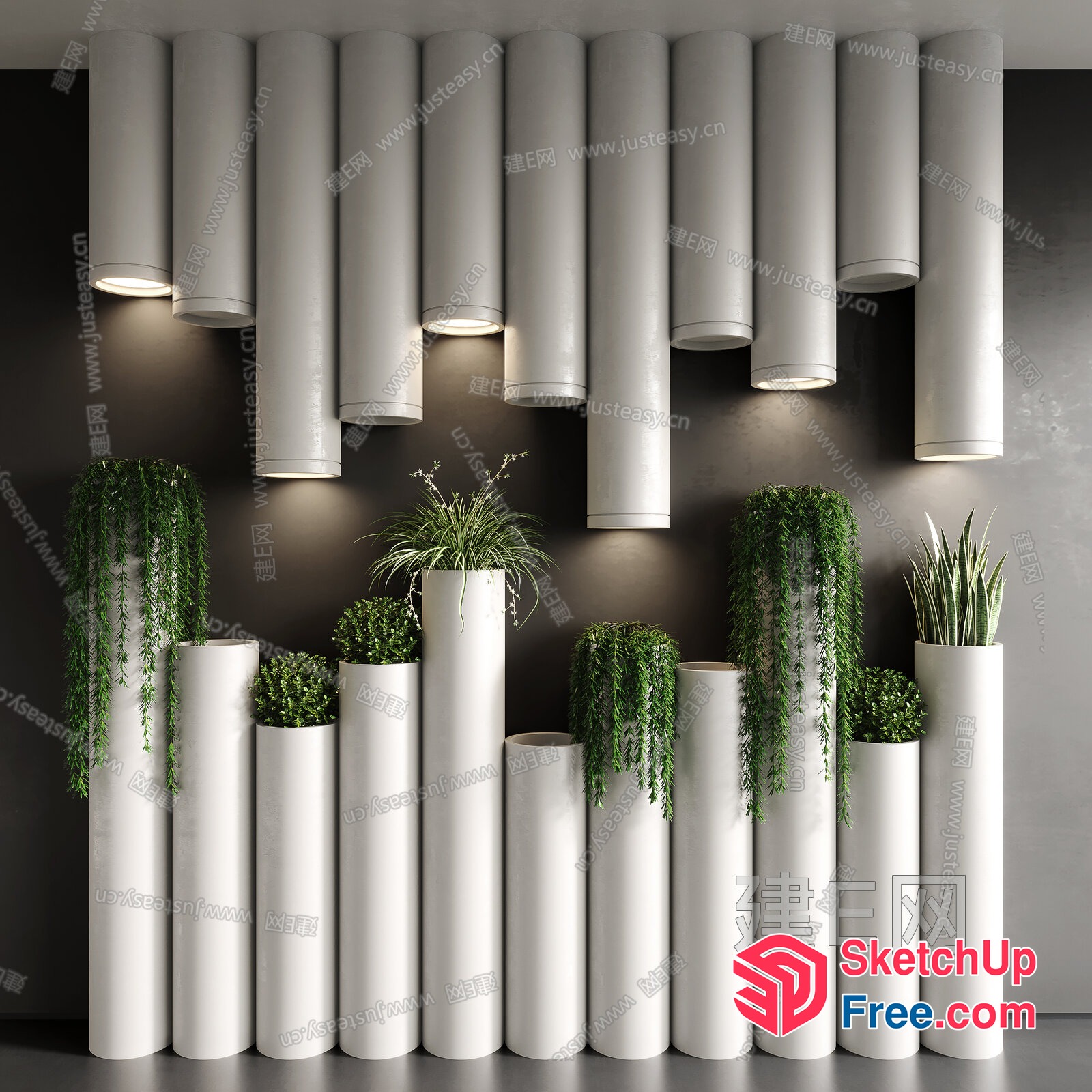 Modern Minimalist Greenery Accent Wall 3D SketchUp File