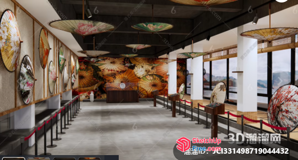 Decorative Umbrellas Adorn A Modern Hallway 3D SketchUp File