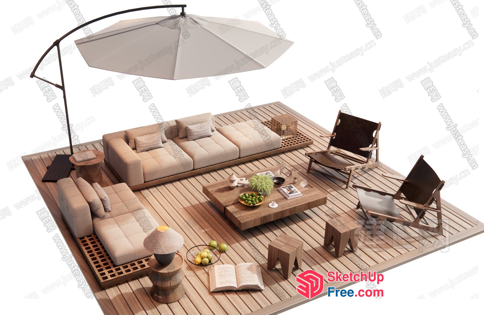 Cozy Outdoor Living Space With Comfortable Seating And Natural Elements 3D SketchUp File
