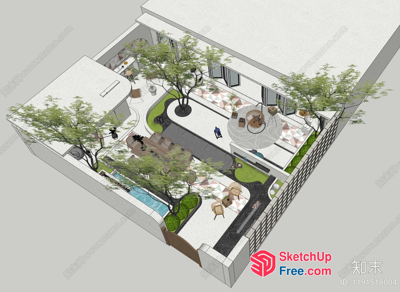 Modern Villa Design With Outdoor Living Space 3D SketchUp File