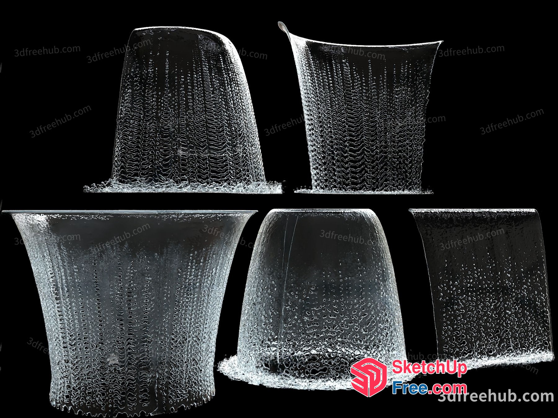 Waterfall Glass Vessel Collection 3D SketchUp File