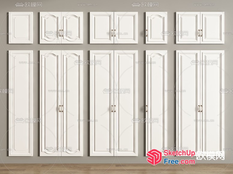 Elegant White Cabinet And Door Arrangement 3D SketchUp File