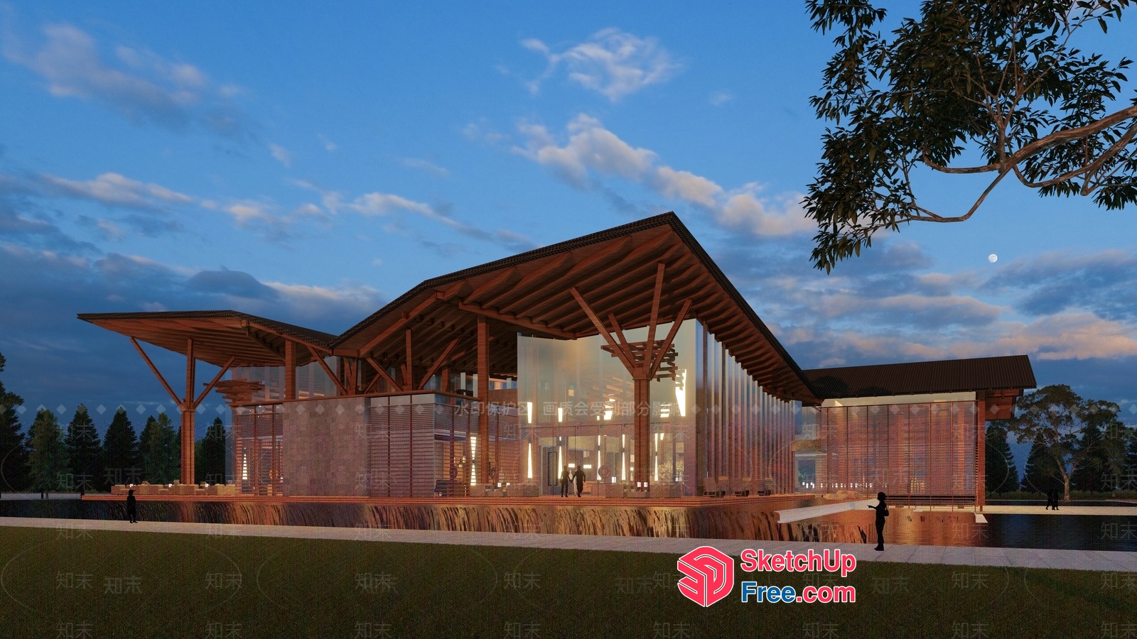 Modern Glass And Wood Exterior 3D SketchUp File