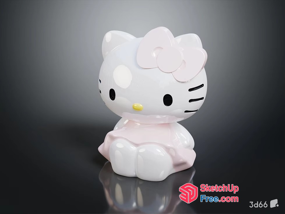 Cute Hello Kitty Ceramic Statue 3D SketchUp File