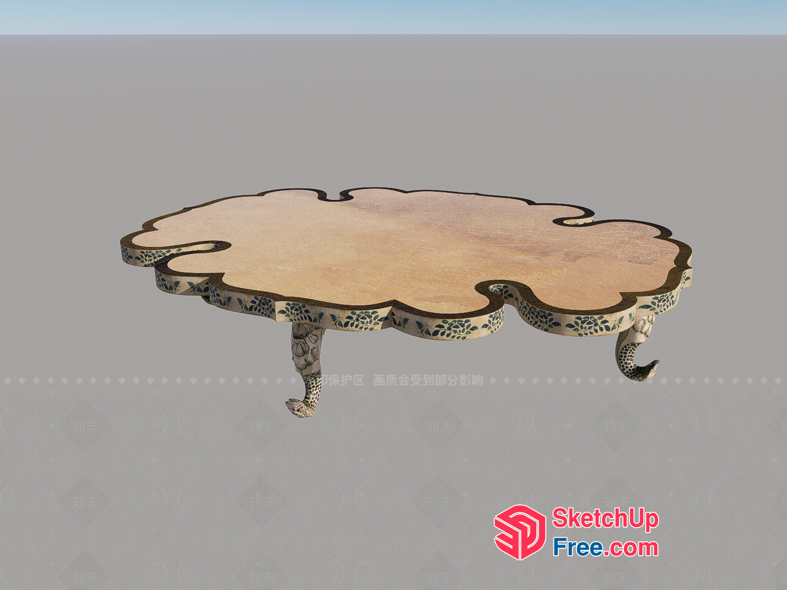 Ornate Cloud-Shaped Coffee Table 3D SketchUp File