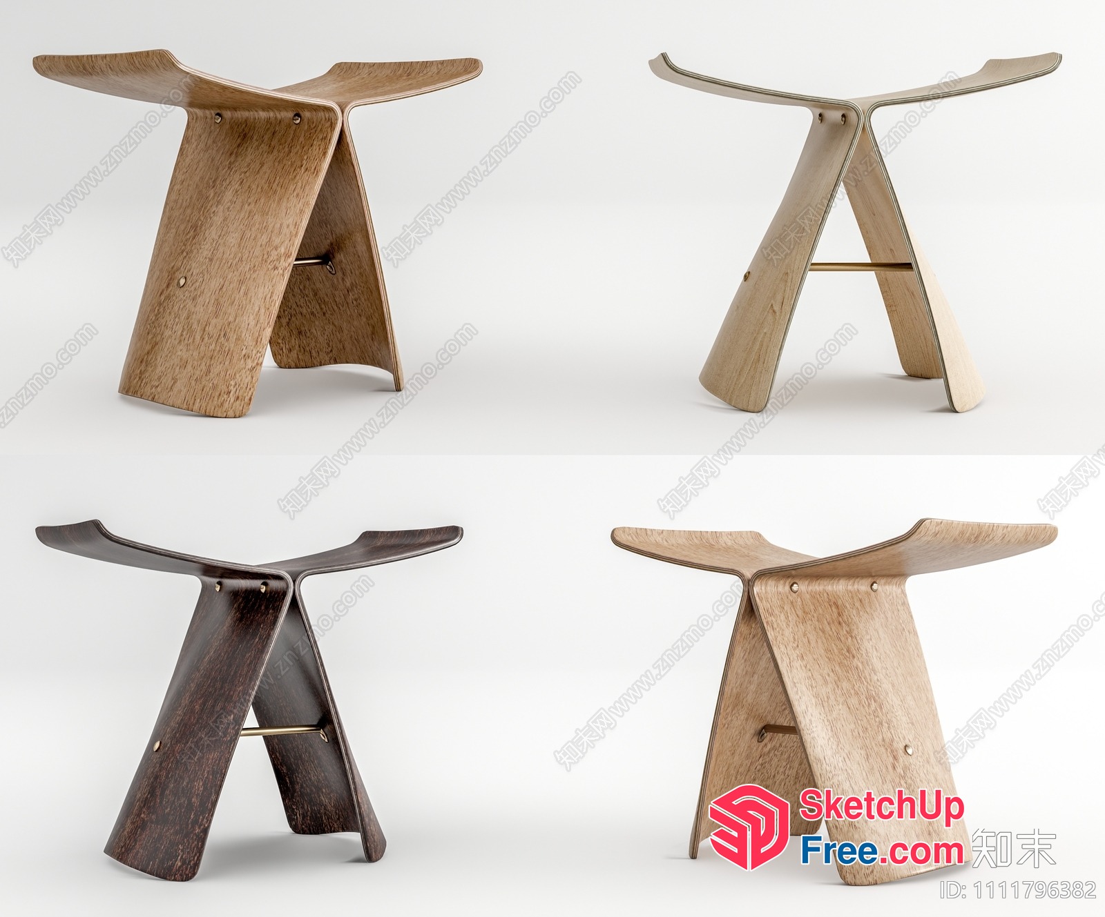 Wooden Stool Collection 3D SketchUp File