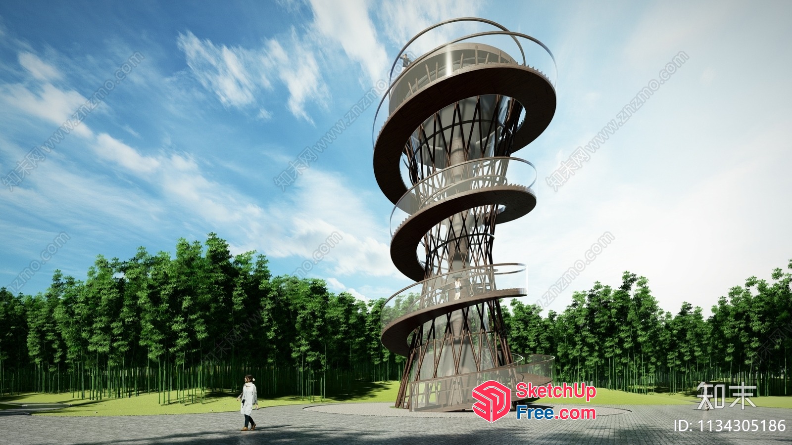 Futuristic Spiral Tower 3D SketchUp File
