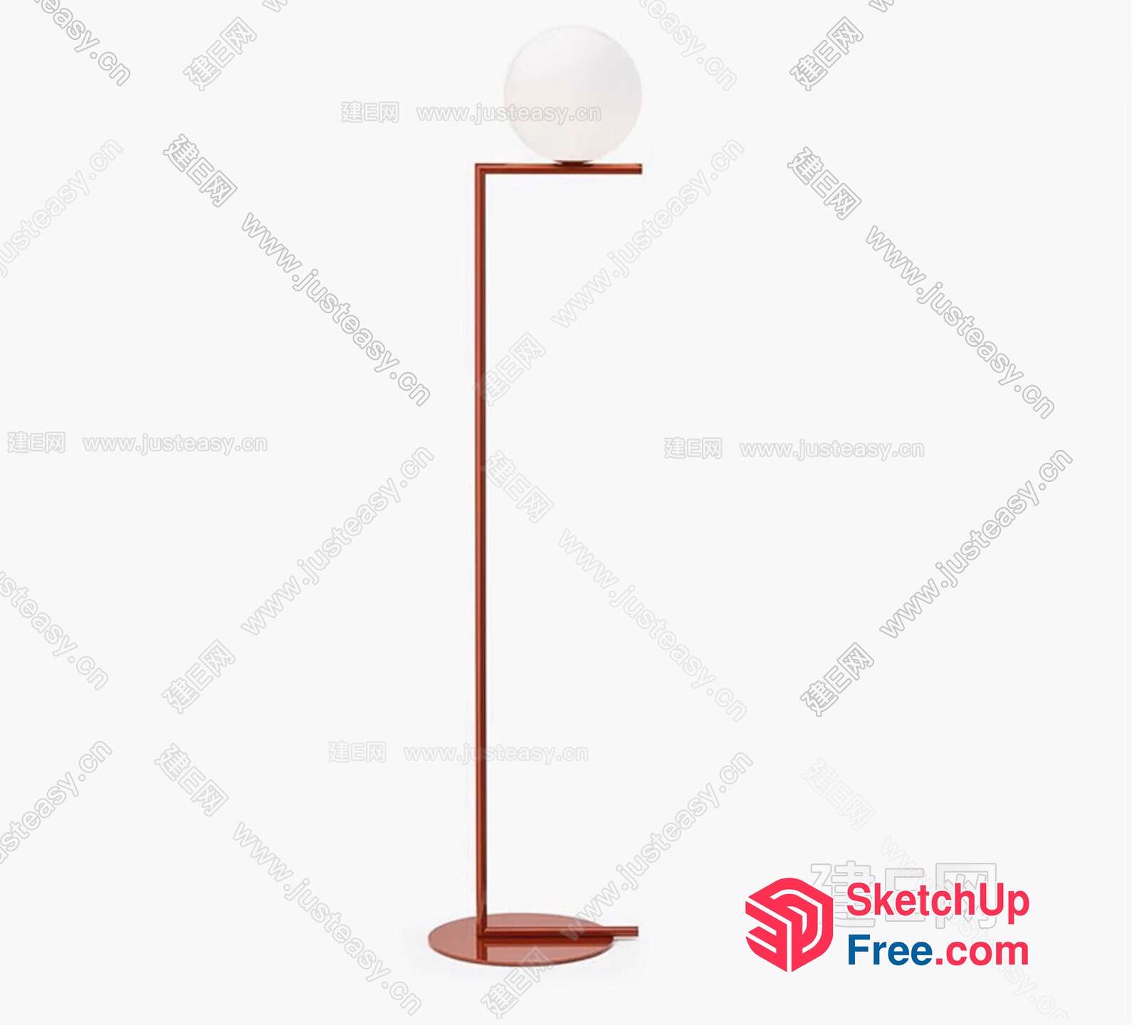 Elegant Minimalist Floor Lamp With White Globe 3D SketchUp File