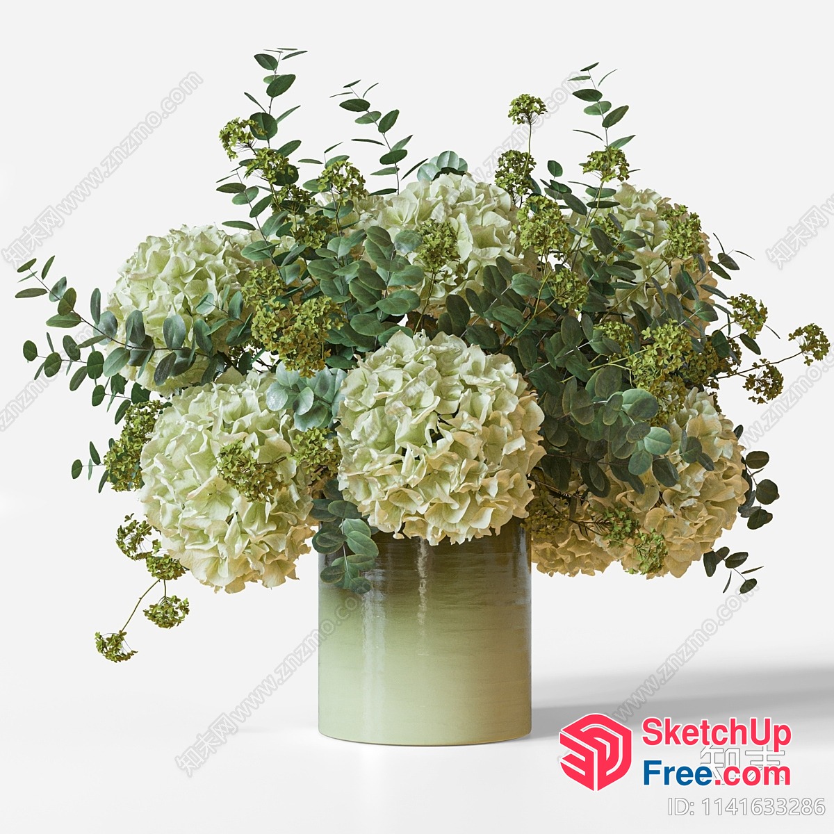 Elegant Floral Arrangement In A Creamy Vase 3D SketchUp File