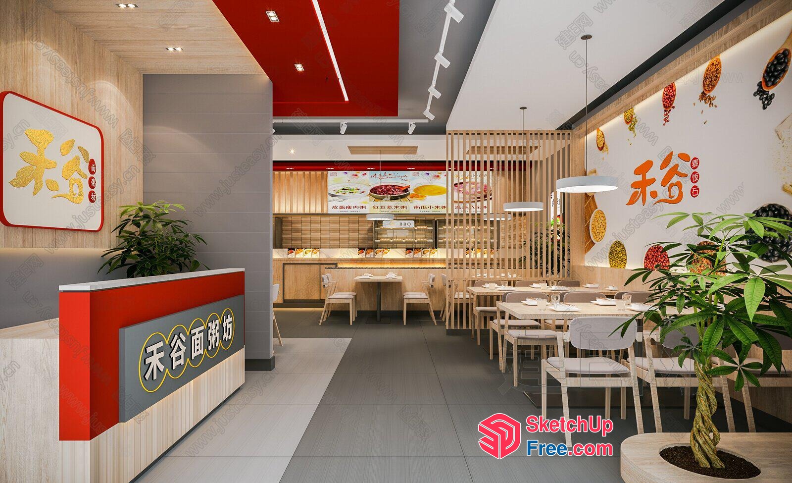 Modern Chinese Restaurant Interior Design 3D SketchUp File