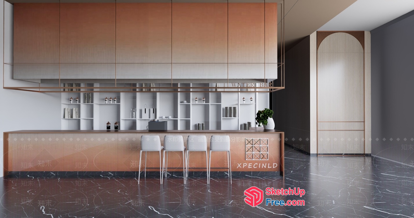 Modern Kitchen Bar And Shelving Unit 3D SketchUp File