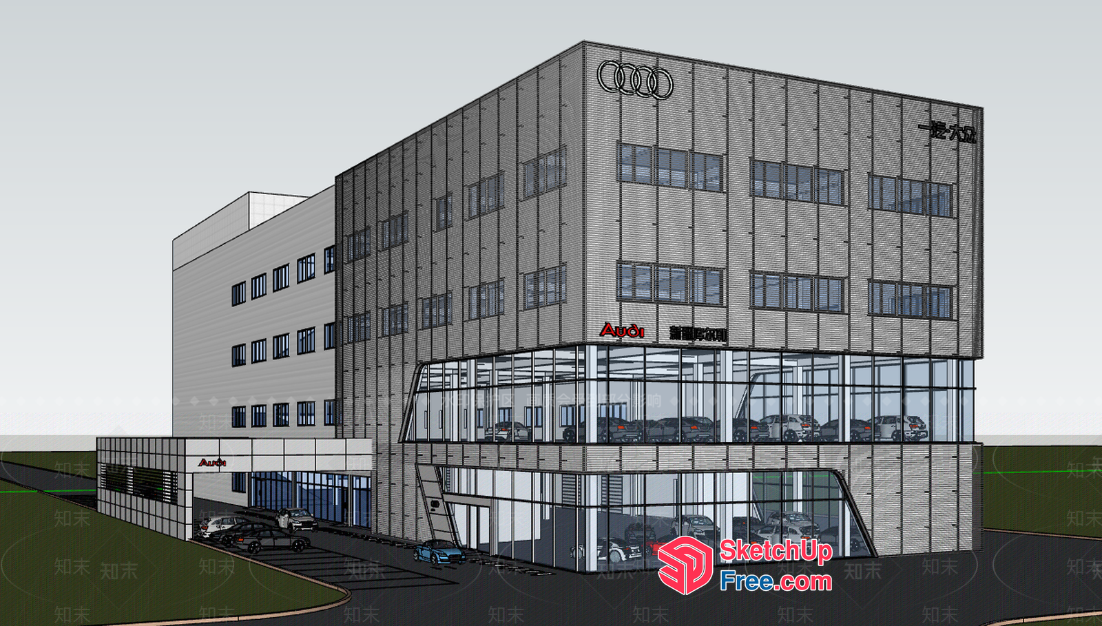 Audi Commercial Street Cladding Building 3D SketchUp File