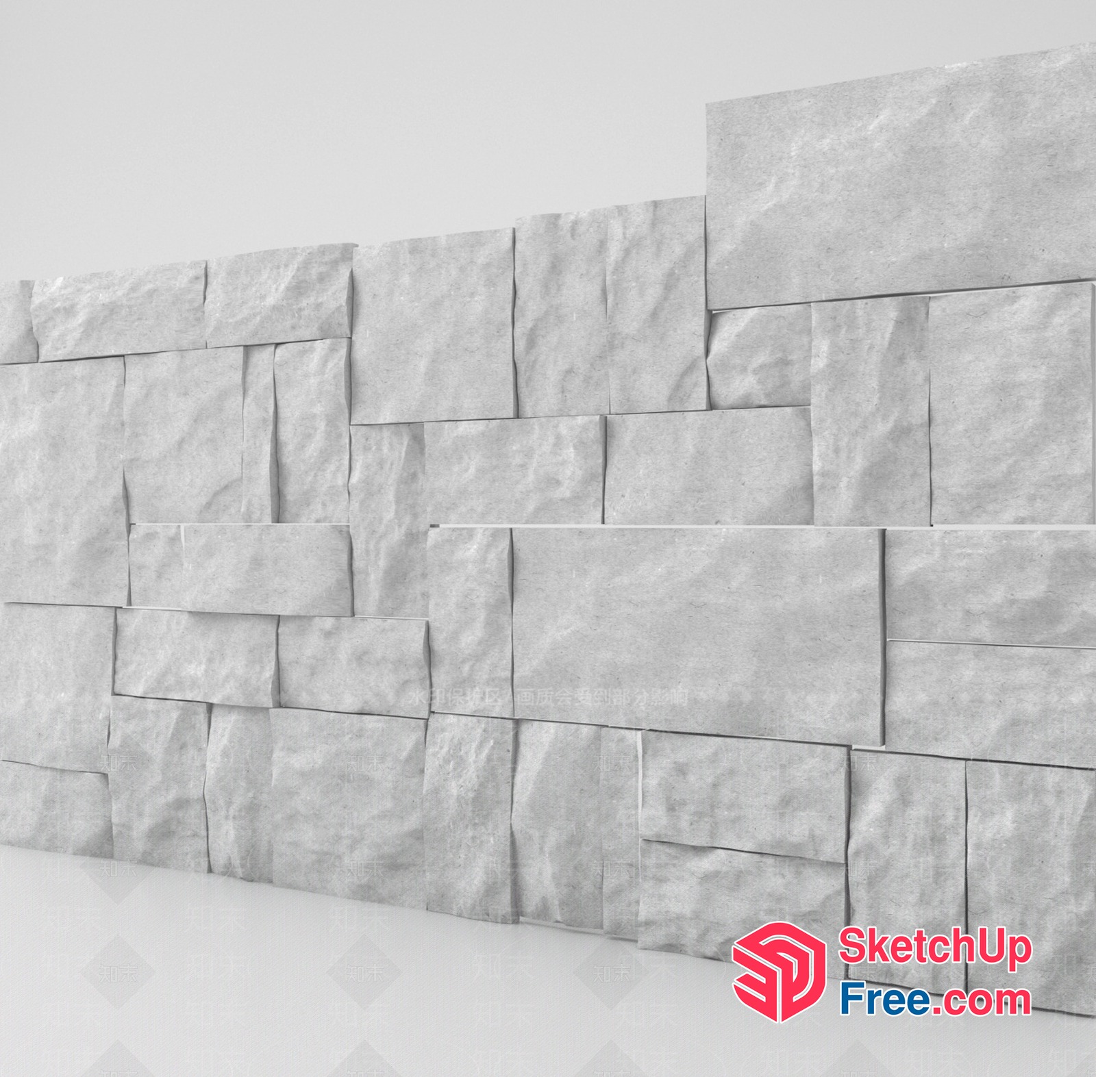 White Stone Wall Interior 3D SketchUp File