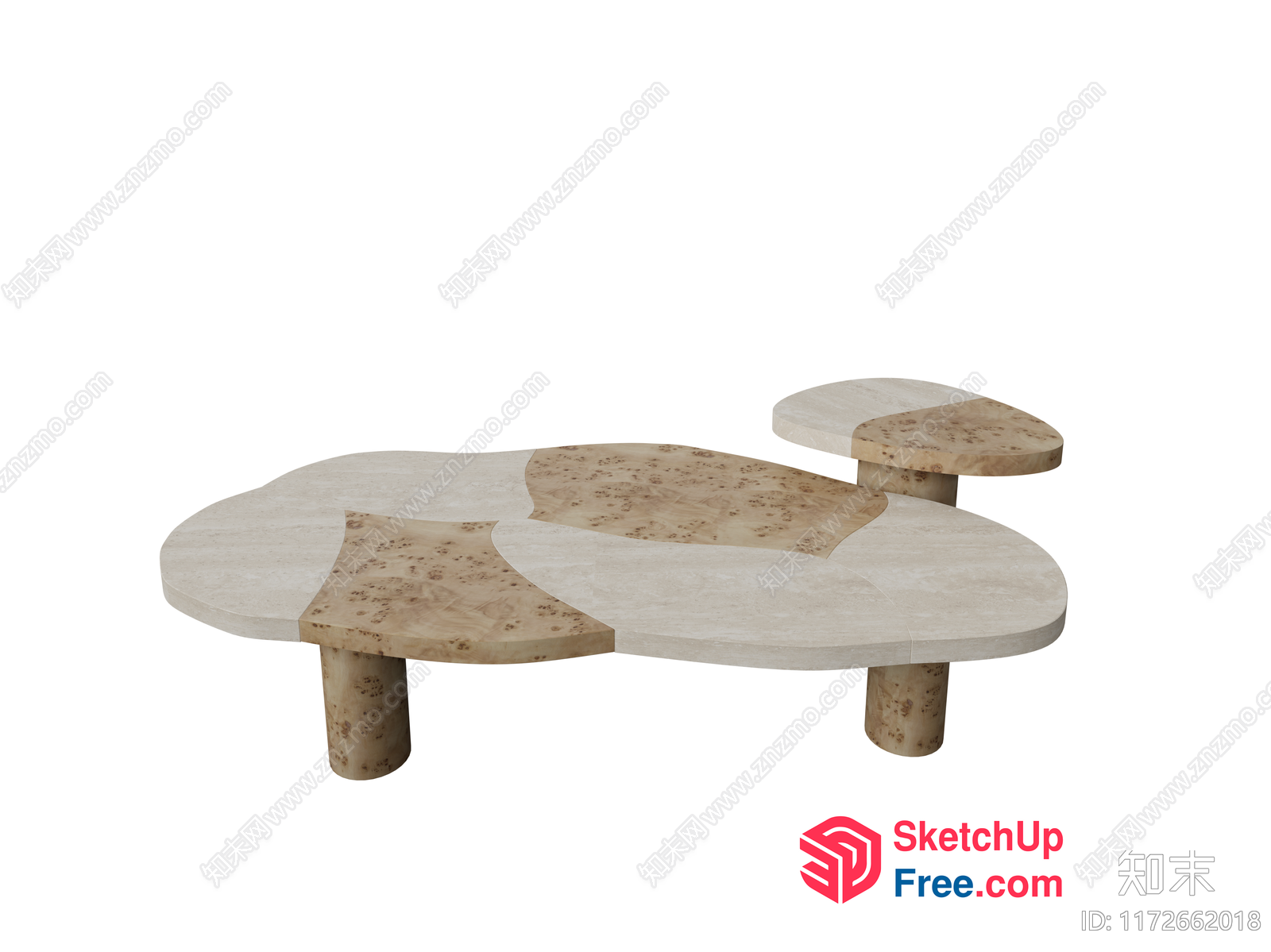 Modern Minimalist Coffee Table With Natural Stone Design 3D SketchUp File