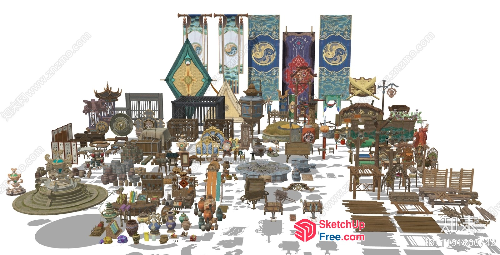 3D Model Collection Of Various Asian Decorations 3D SketchUp File