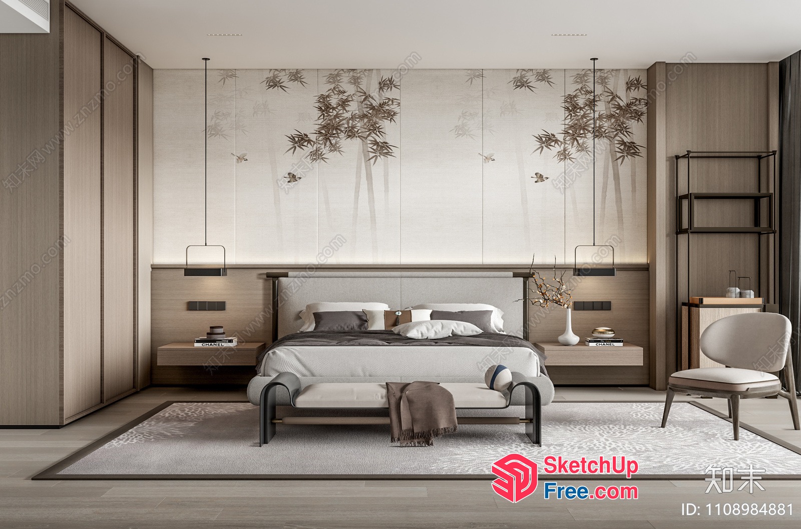 Modern Minimalist Bedroom Interior 3D SketchUp File