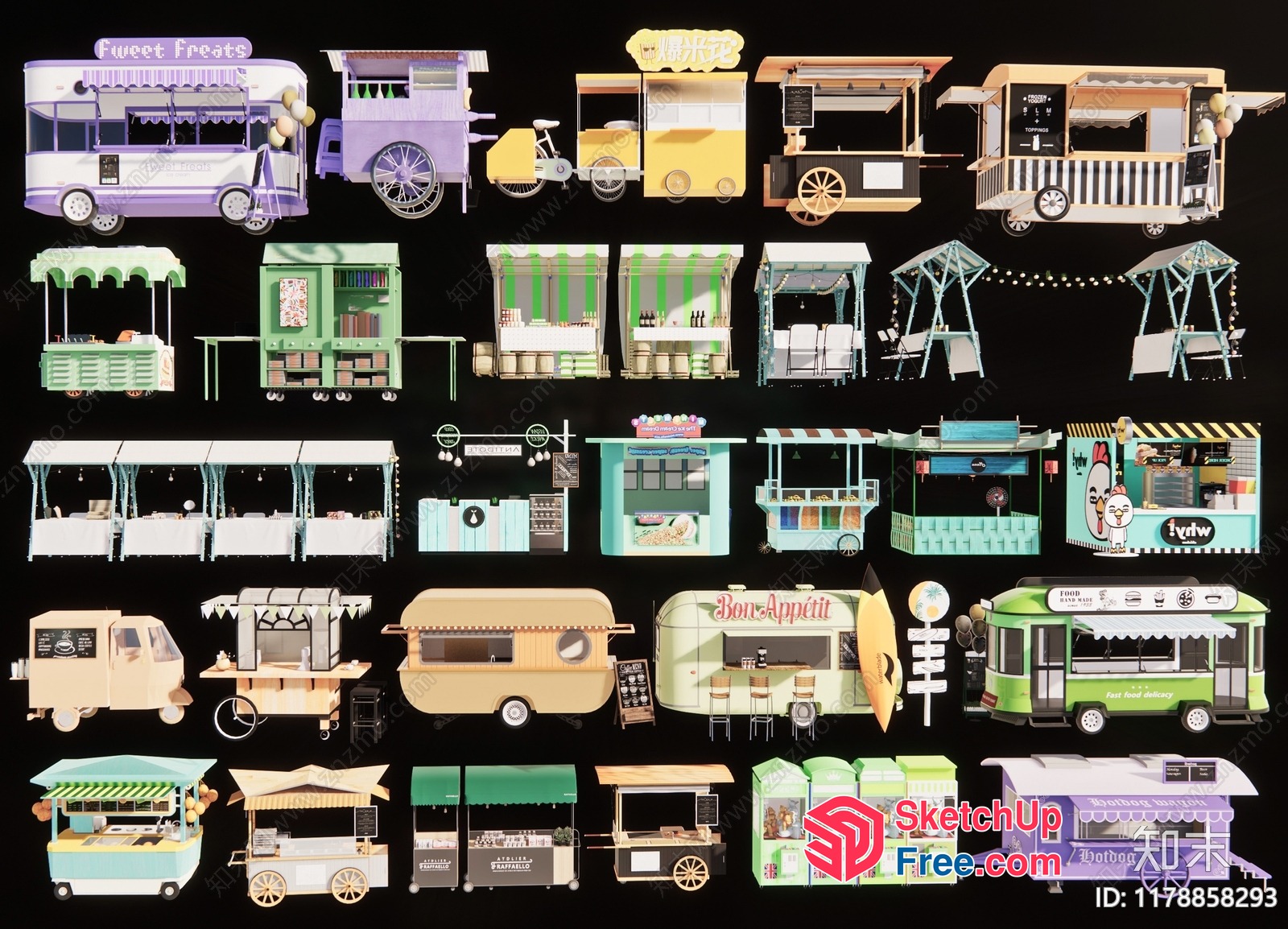 Food Truck Variety Collection 3D SketchUp File