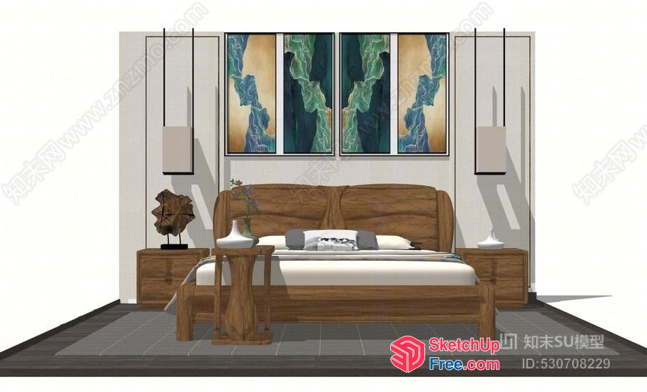 Elegant Minimalist Bedroom Decor With Wood Accents 3D SketchUp File