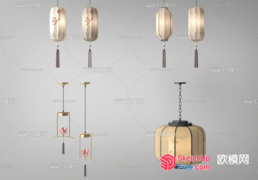 Traditional Asian Hanging Light Fixtures 3D SketchUp File