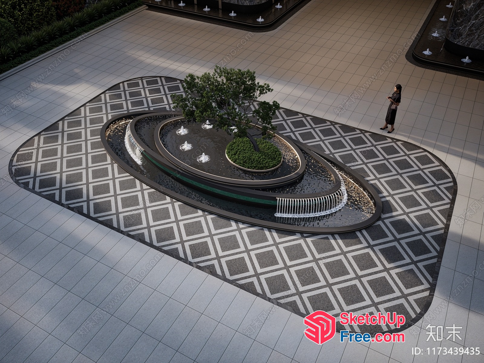 Geometric Patterned Outdoor Space 3D SketchUp File