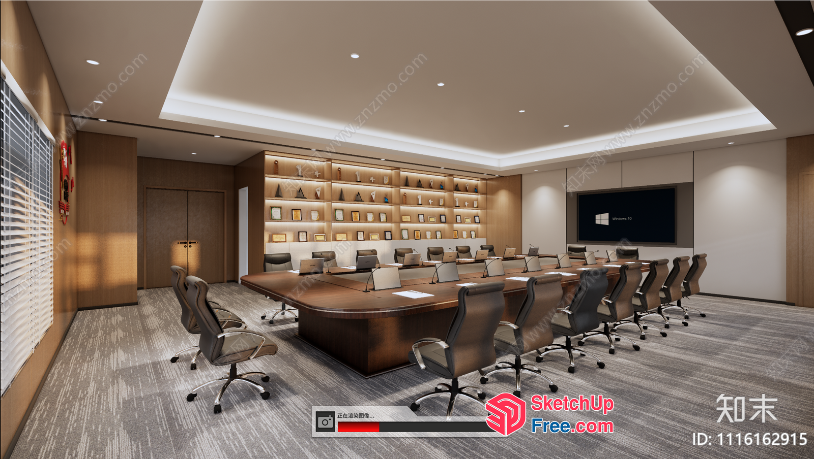 Conference Room With Modern Decor And Large Table 3D SketchUp File