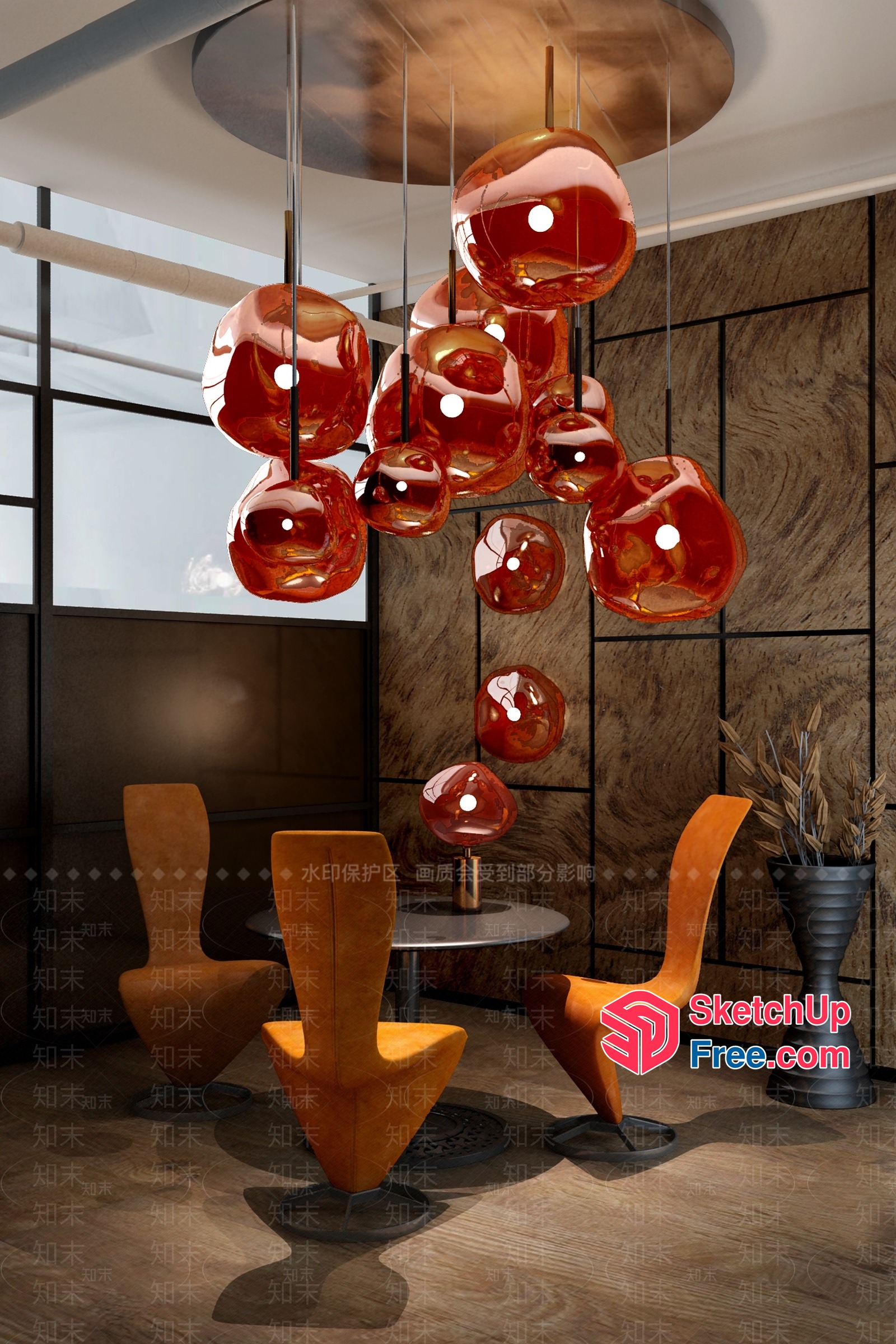Elegant Glass Pendant Light Fixture 3D SketchUp File