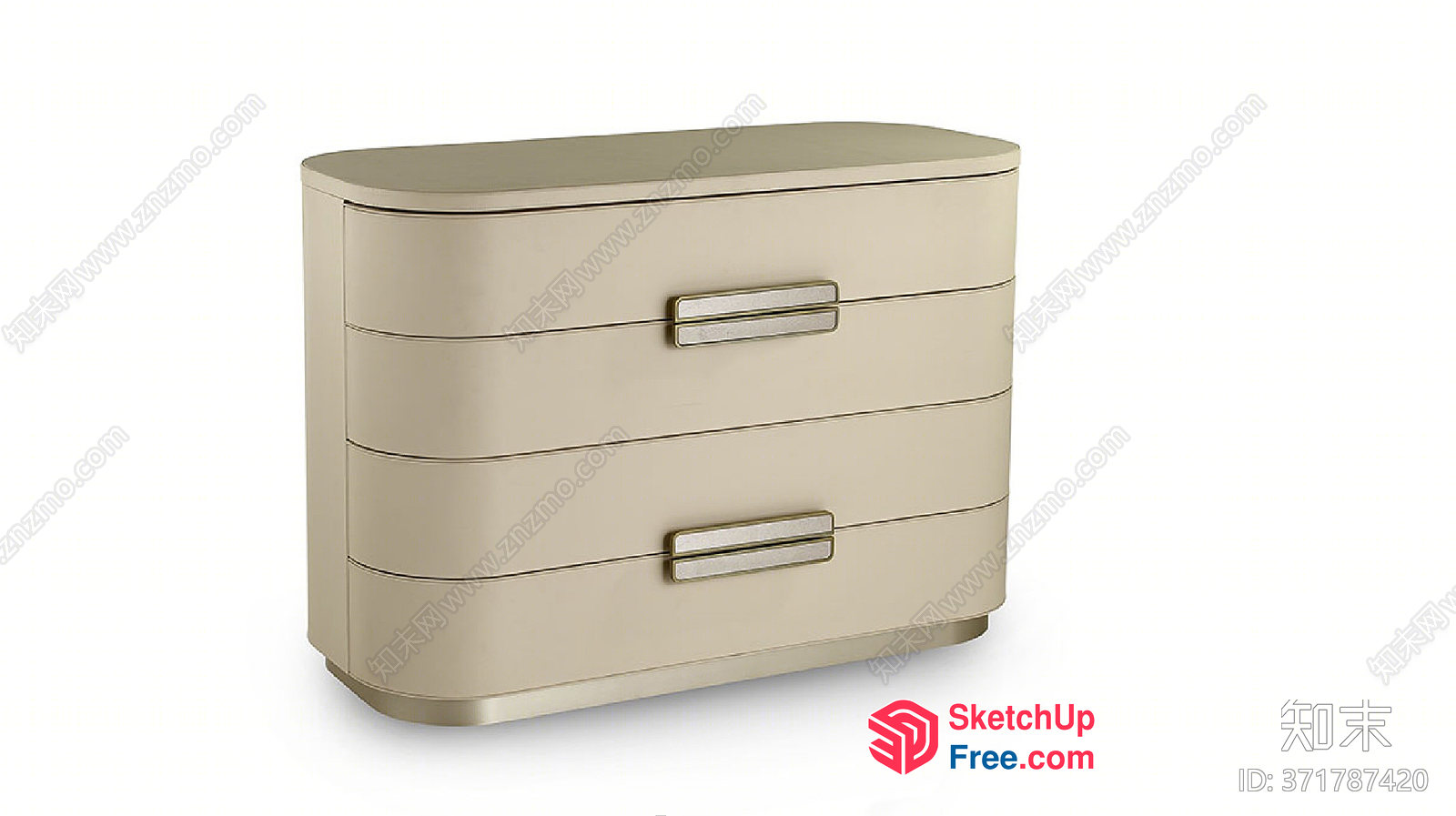 Stylish Creamy Style Dresser With Sleek Handles 3D SketchUp File