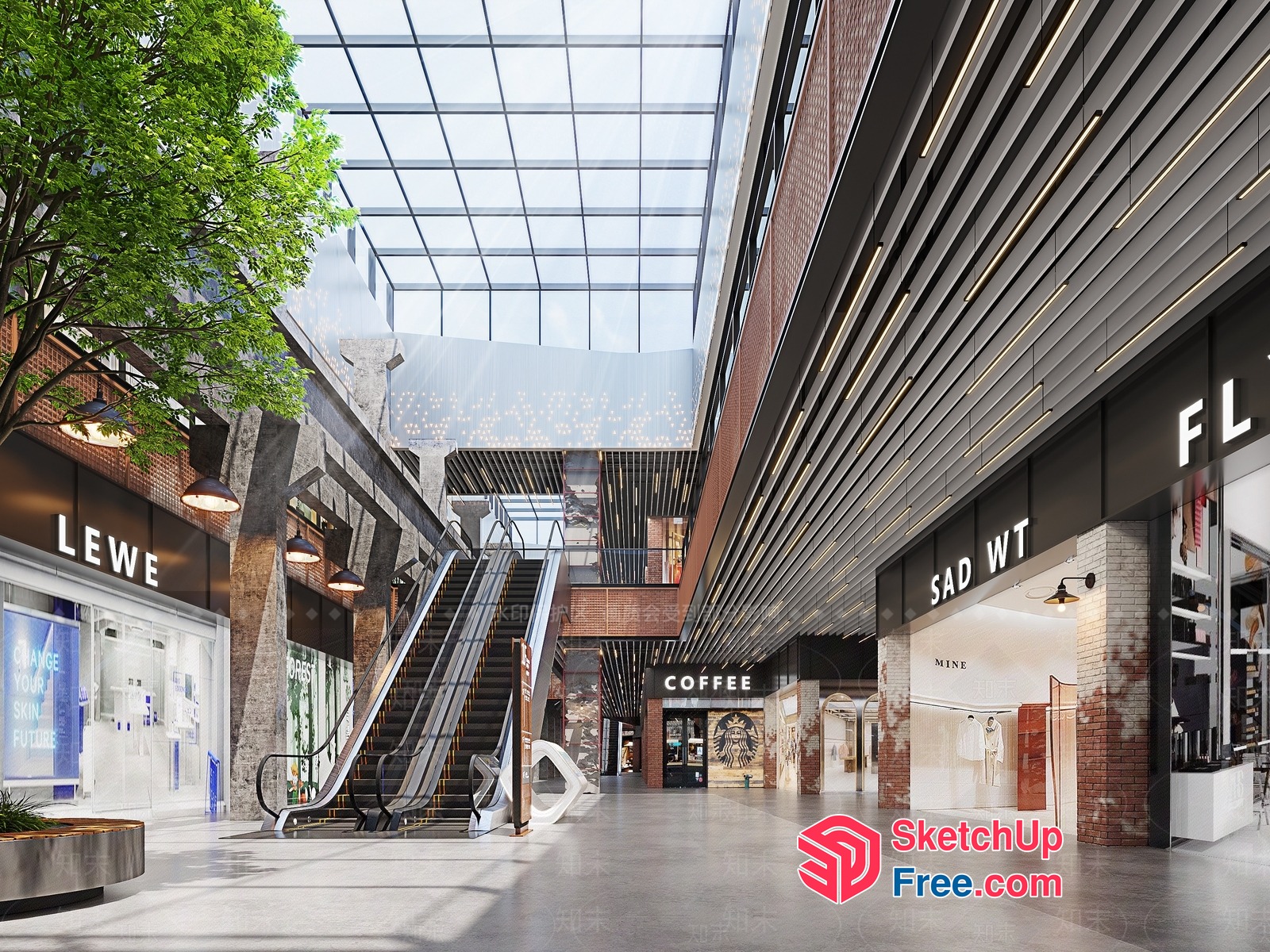 Modern Shopping Mall Interior Design 3D SketchUp File