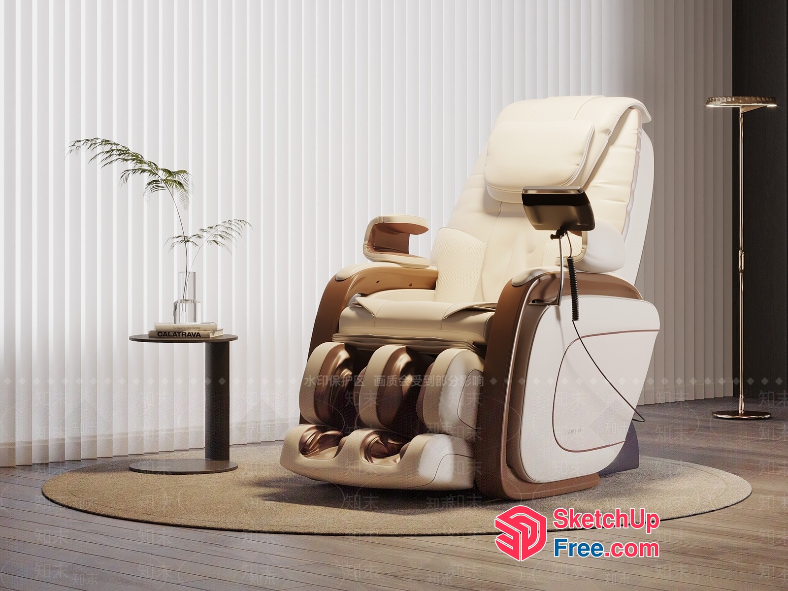 Luxurious Cream And Brown Massage Chair Interior 3D SketchUp File