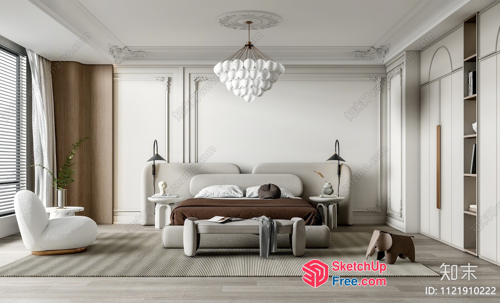 Modern Classic European Style Bedroom Interior Design 3D SketchUp File