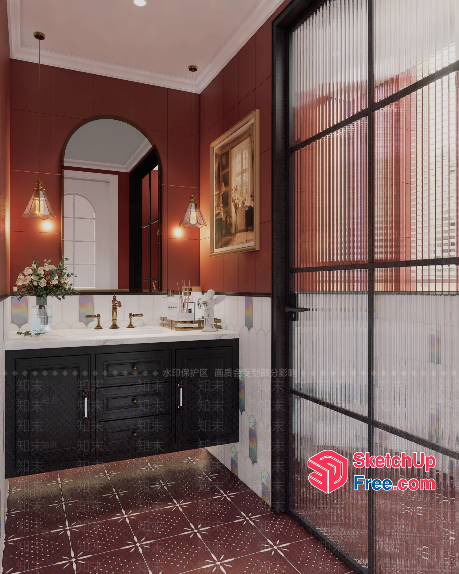 Luxurious Modern Bathroom With Elegant Fixtures 3D SketchUp File