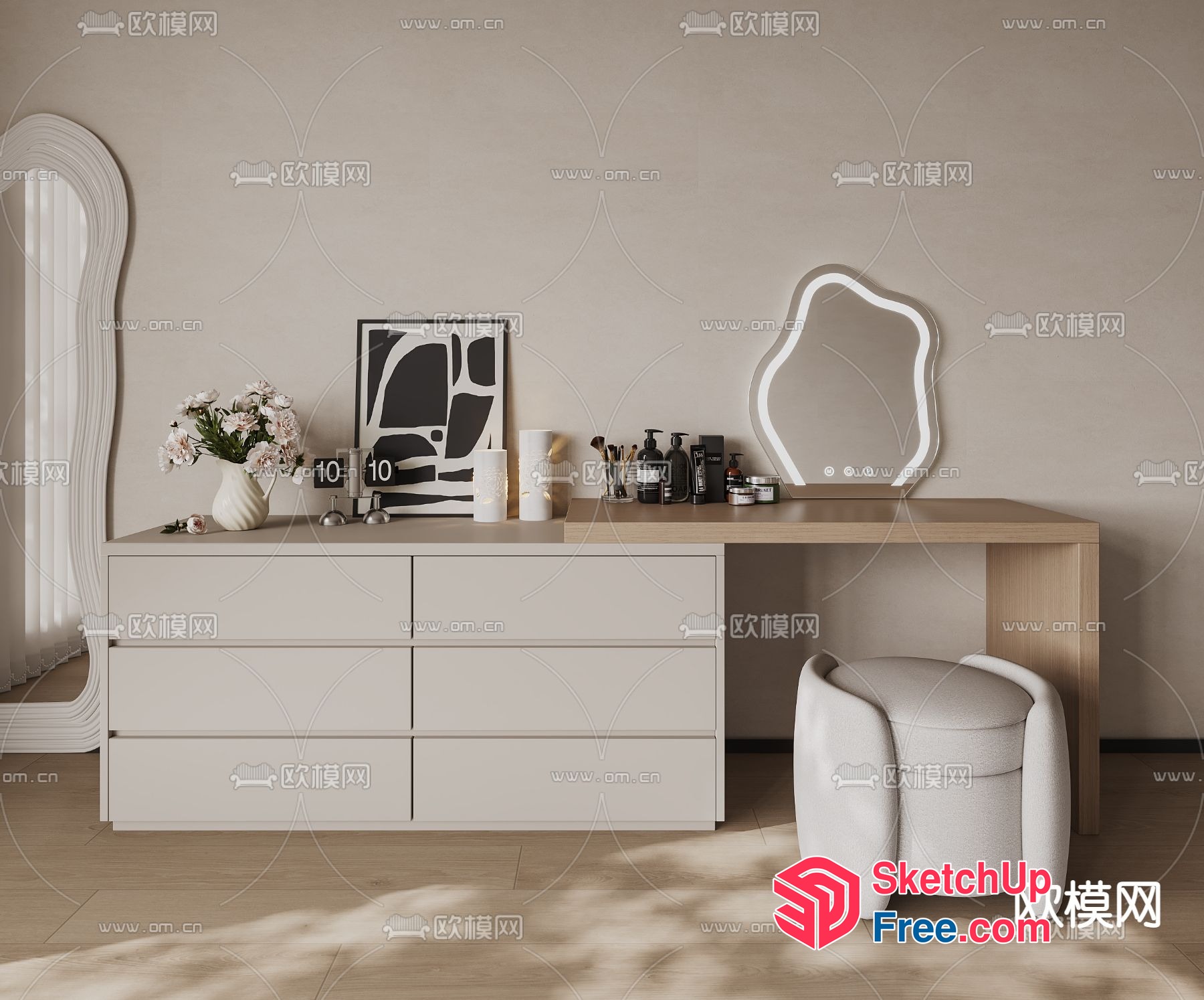 Modern Minimalist Interior With Neutral Color Palette And Sleek Furniture 3D SketchUp File