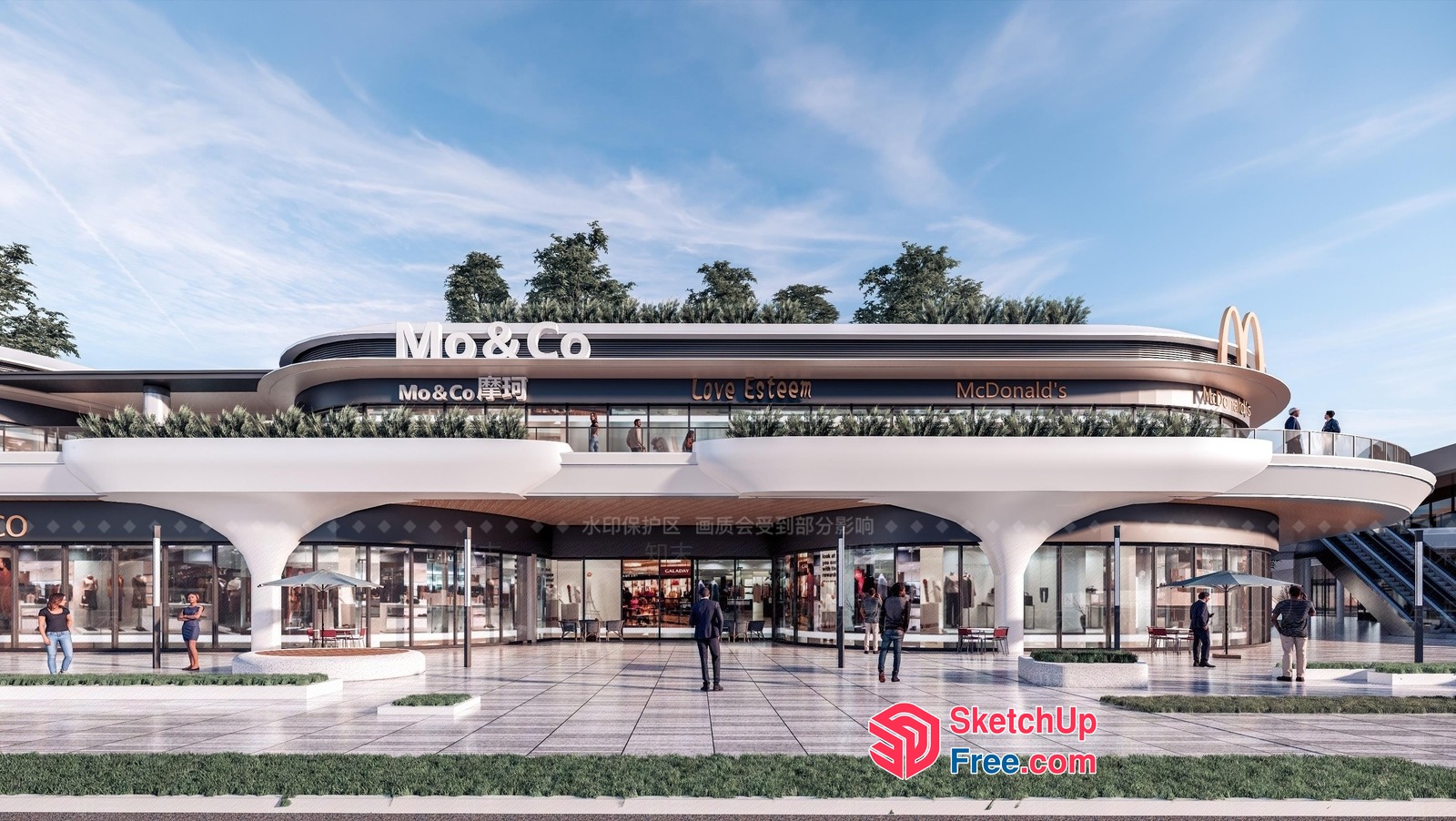 Modern Commercial Street Exterior 3D SketchUp File