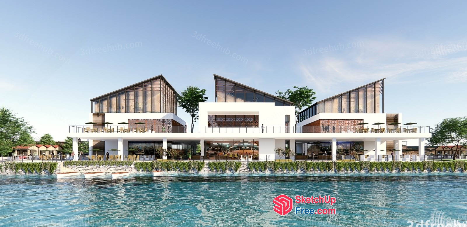 Modern Villa By The Water 3D SketchUp File