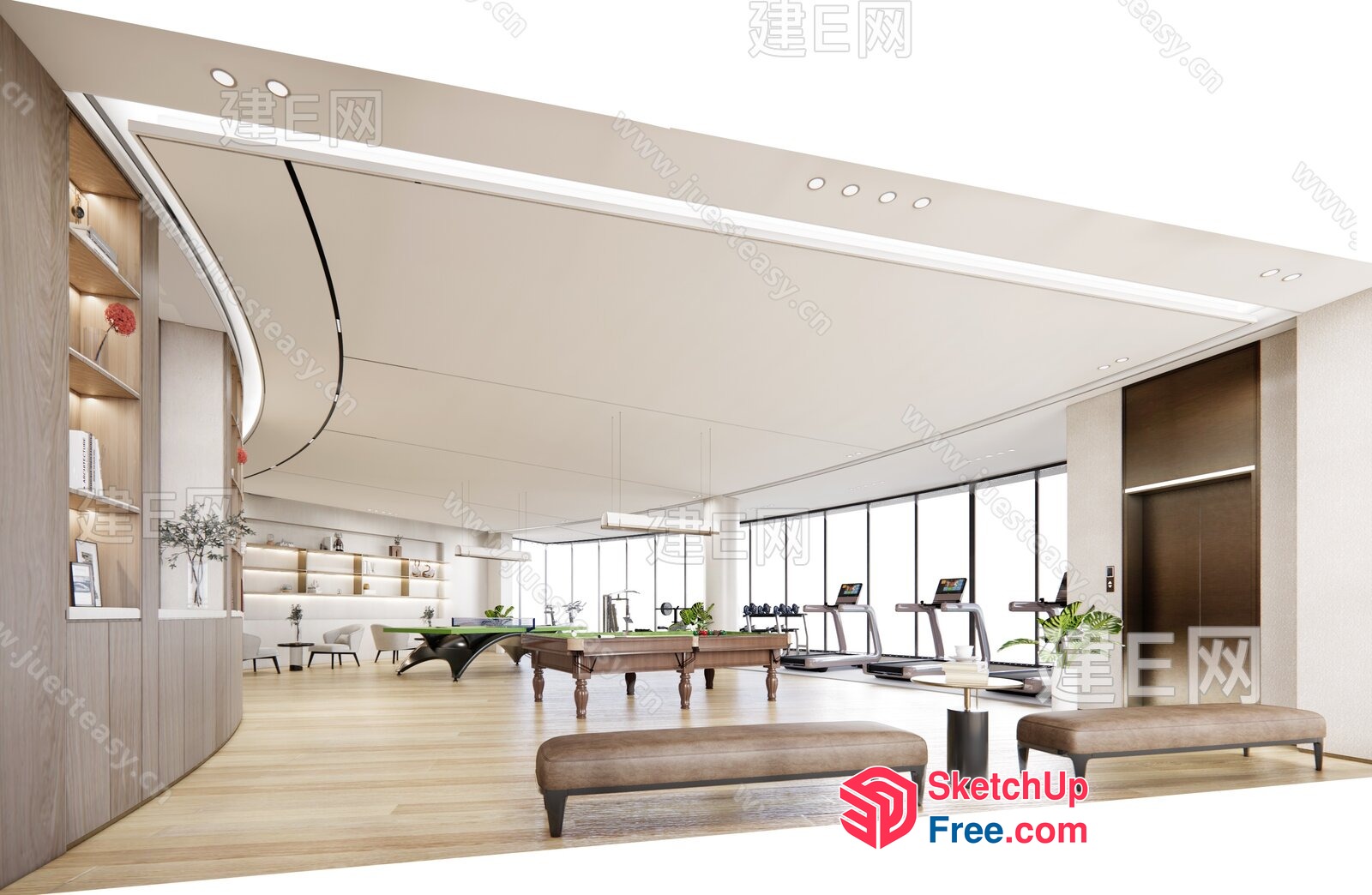 Elegant Modern Minimalist Gym Interior 3D SketchUp File