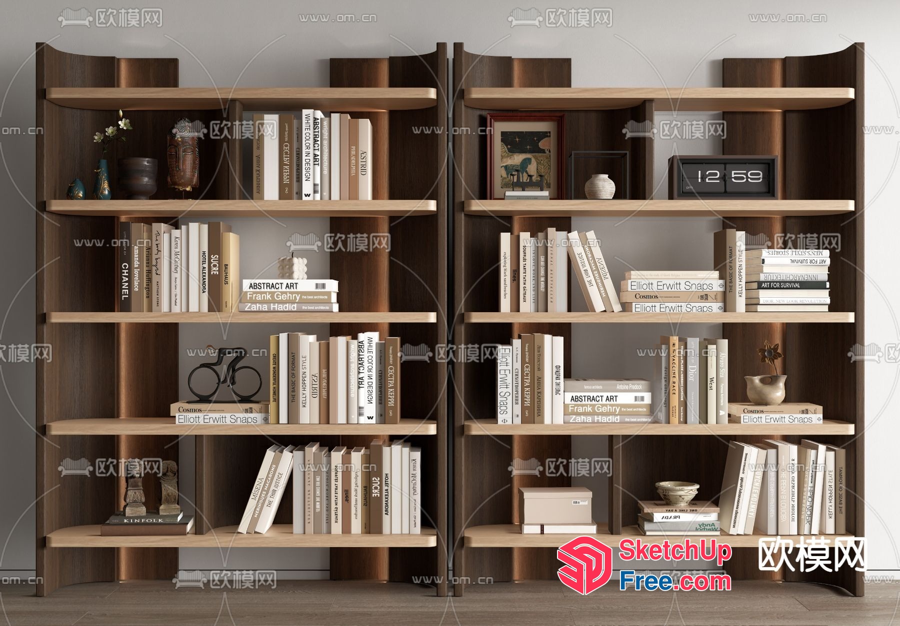 Modern Bookshelf With Decorative Items 3D SketchUp File