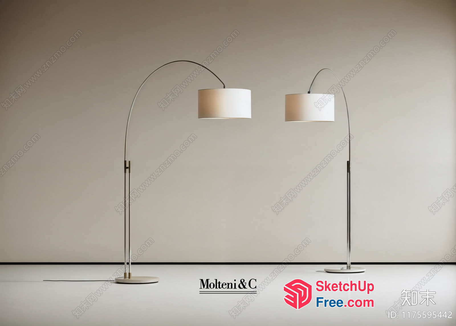 Modern Floor Lamps With Curved Arches And White Shades 3D SketchUp File