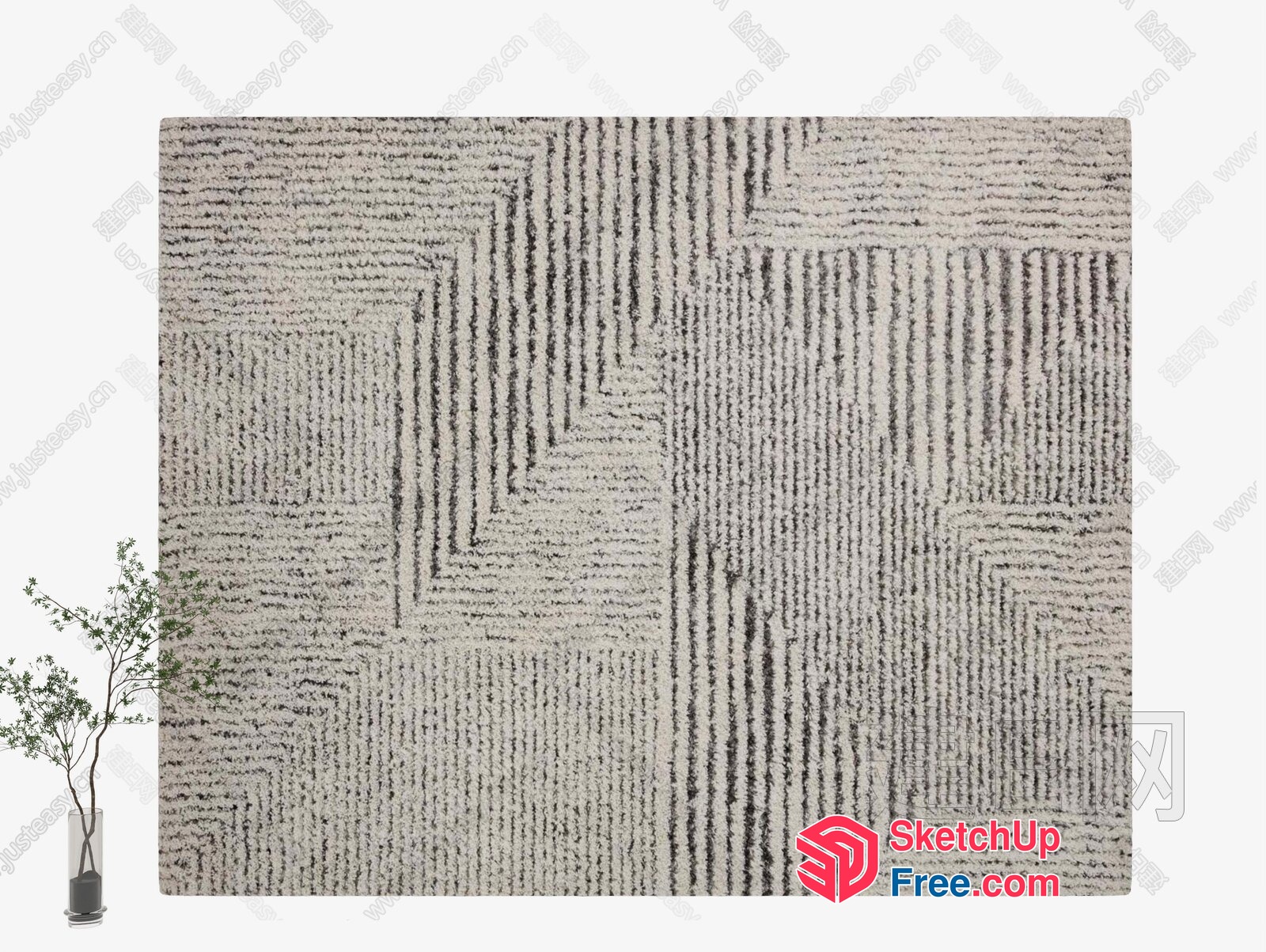 Simple Textured Rug With Abstract Pattern 3D SketchUp File