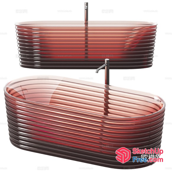 Modern Glass Bathroom Sink With Faucet 3D SketchUp File