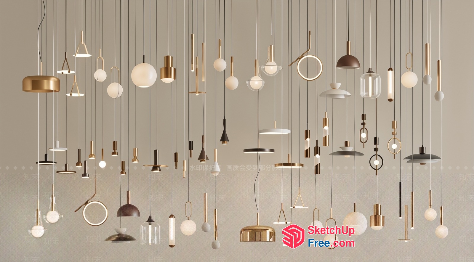 Modern Lighting Fixtures On Ceiling 3D SketchUp File