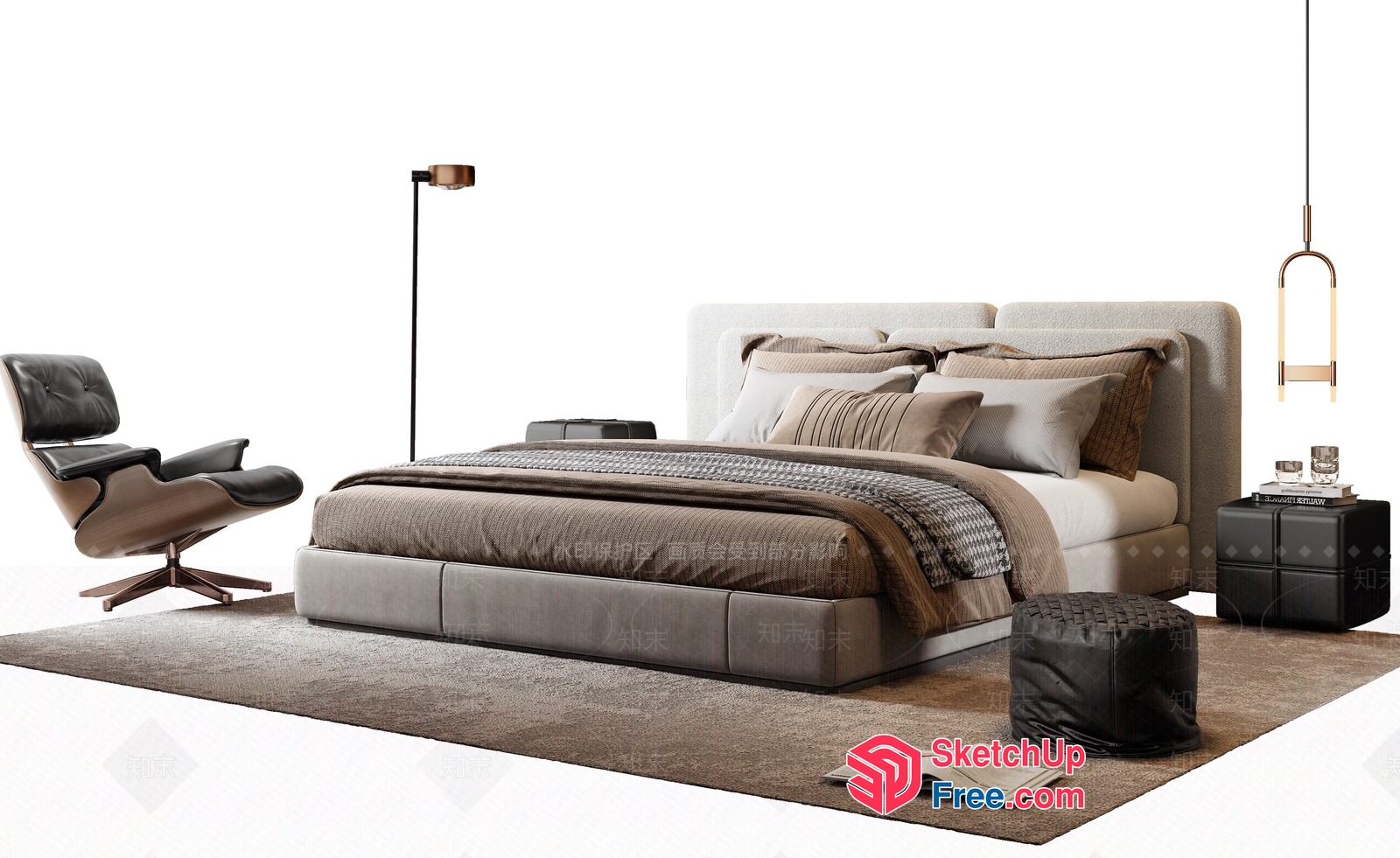 Modern Minimalist Bedroom Interior 3D SketchUp File