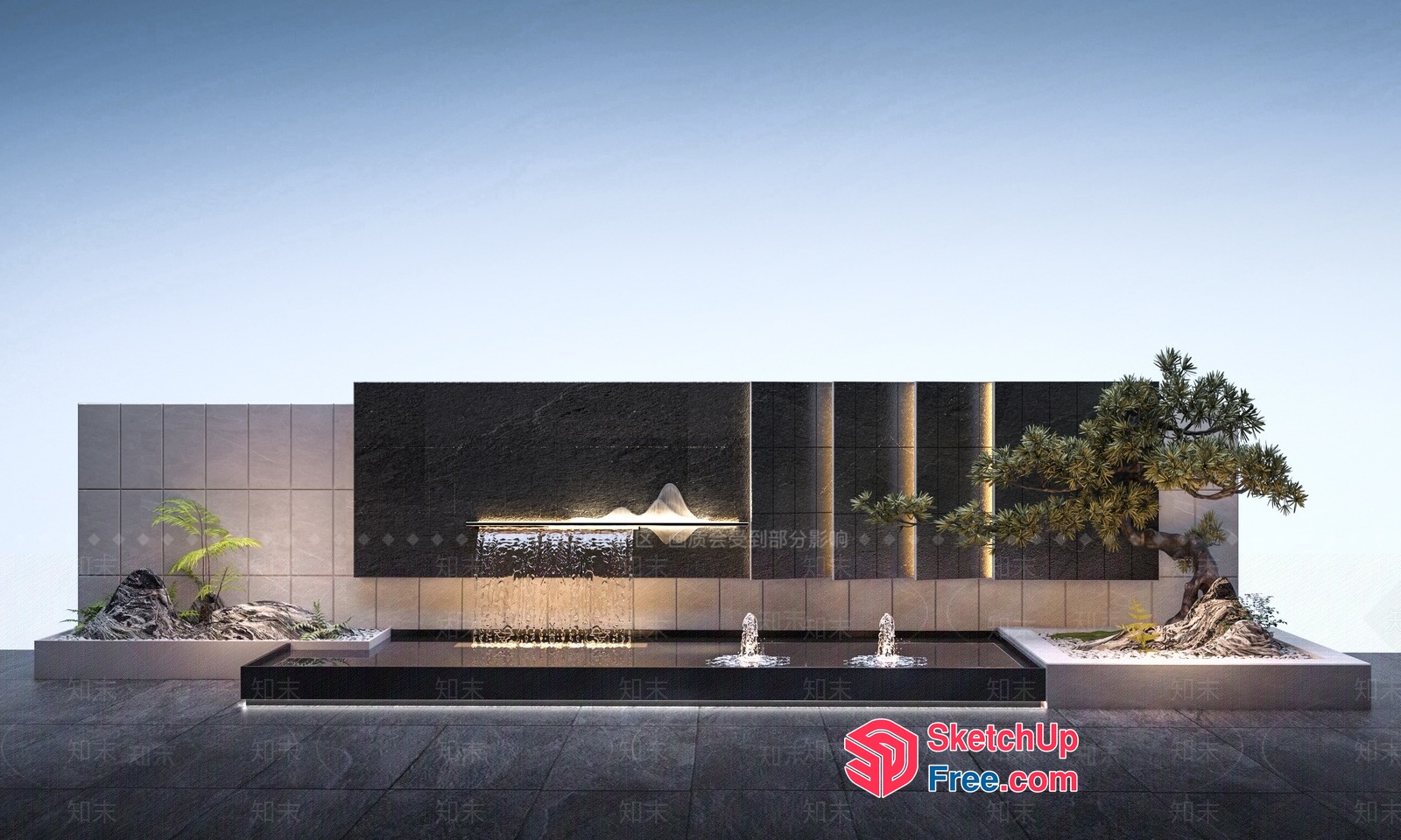 Japanese Style Water Feature 3D SketchUp File